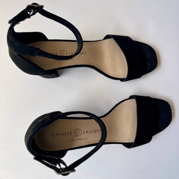Chinese Laundry Black Suede Block Heels Size 6.5 - Picture 7 of 9